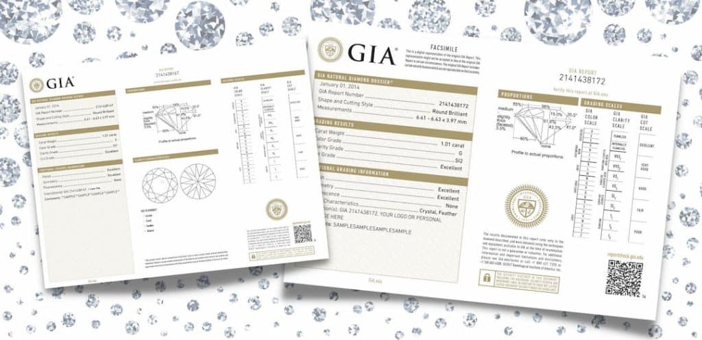 GIA diamond certificates